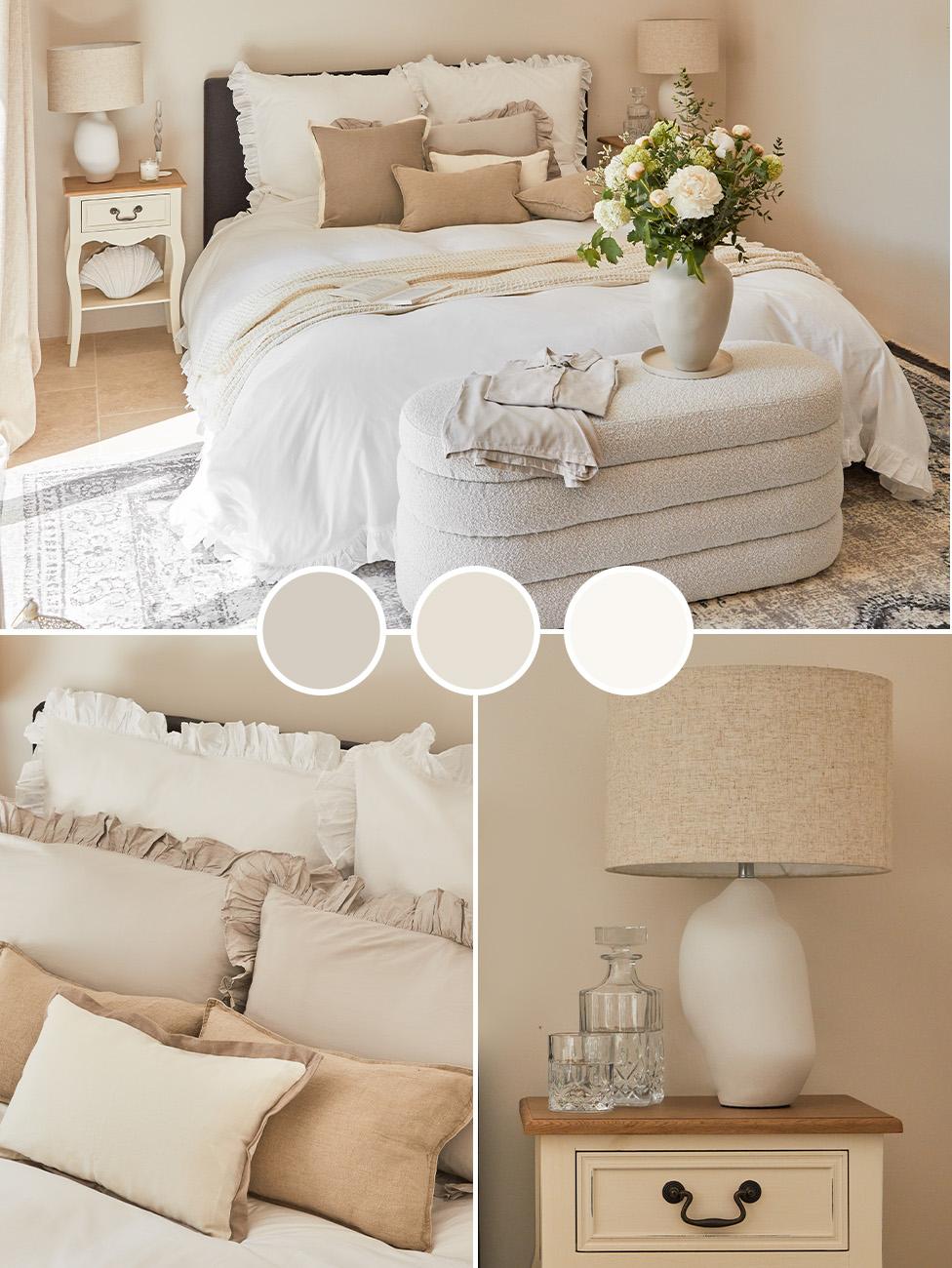 camere da letto beige e bianca