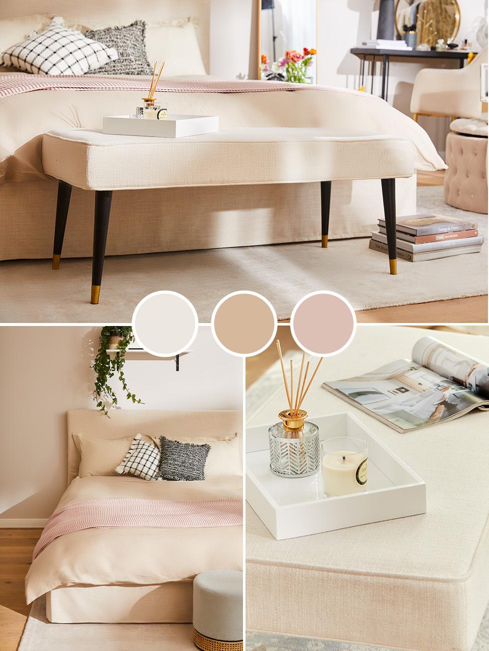 camere da letto beige e rosa cipria