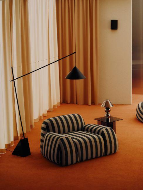 poltrona wolke a righe bianche e nere