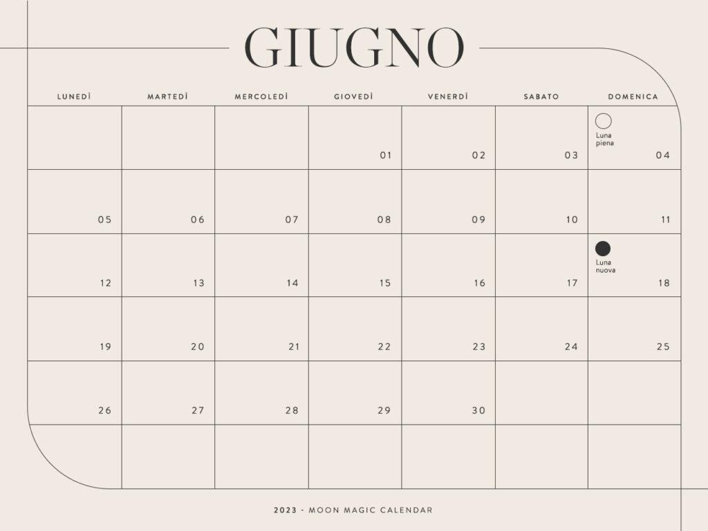 Calendario lunare 2023 giugno