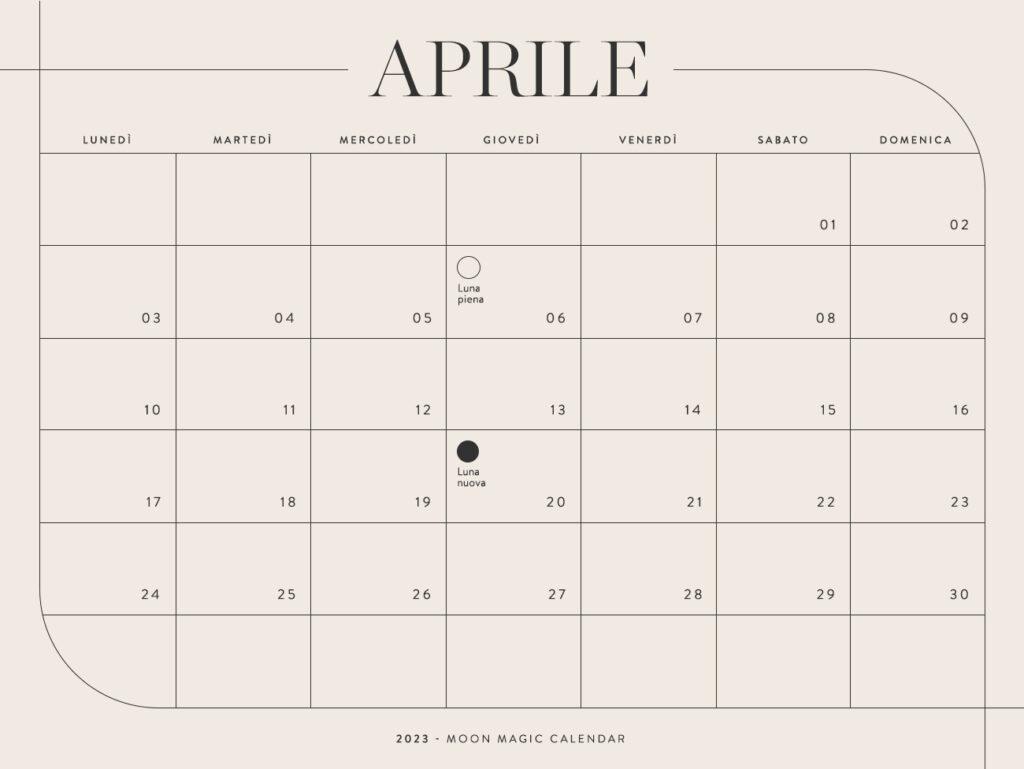 Calendario lunare 2023 aprile