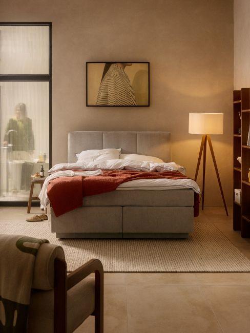 letto boxspring grigio