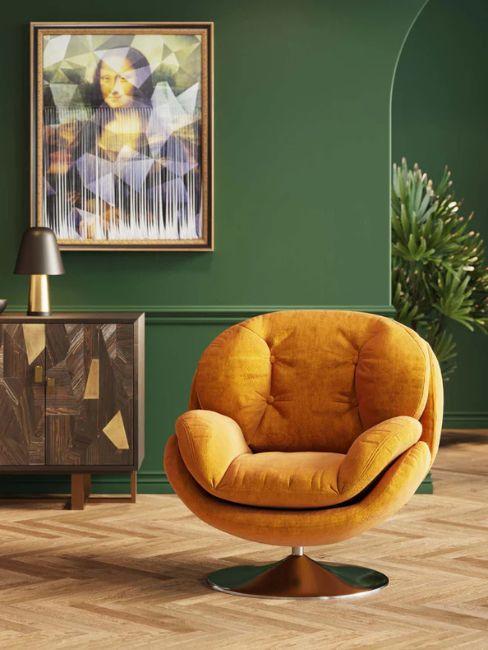 poltrona girevole gialla retro kare design