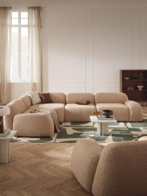 divano ad agolo curvo beige wolke