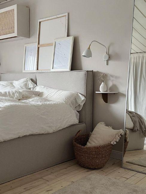 camera da letto con comodino sospeso