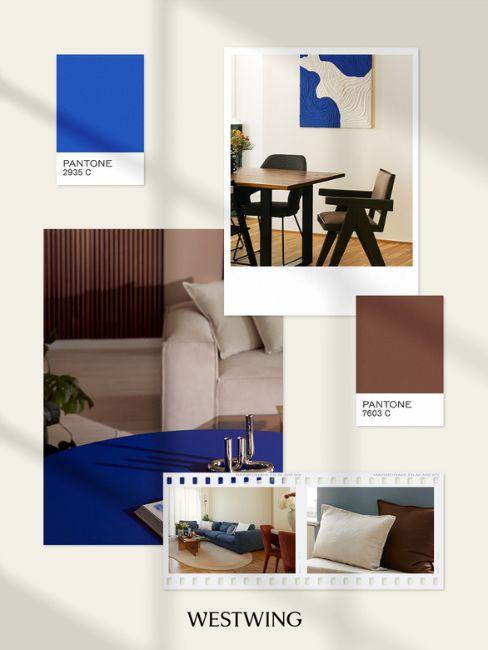 moodboard colori blu e marrone