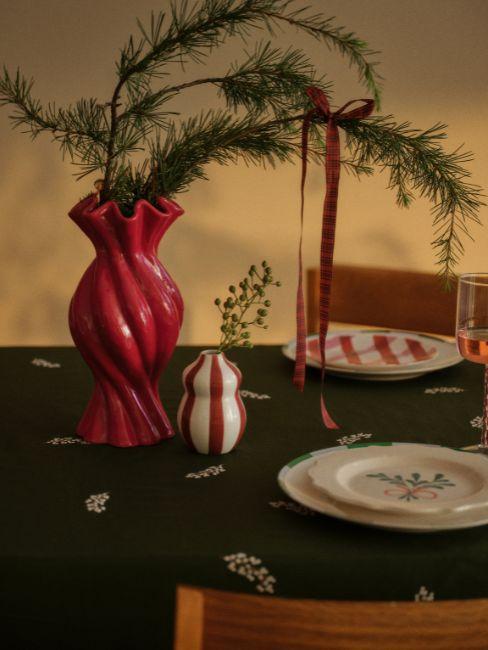vaso centrotavola rosso carminio