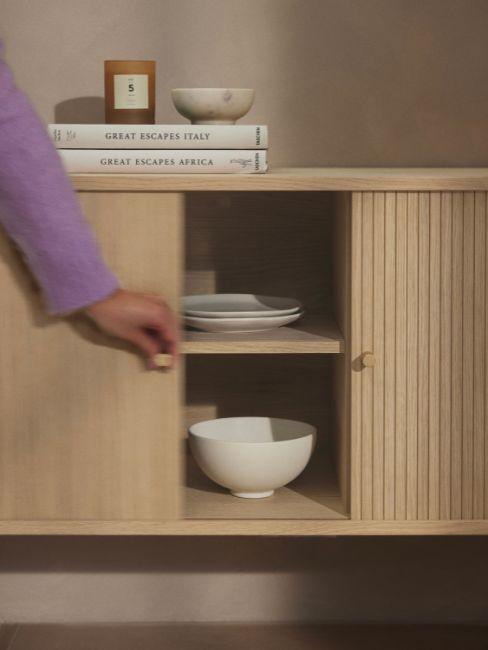 madia in legno cannettato