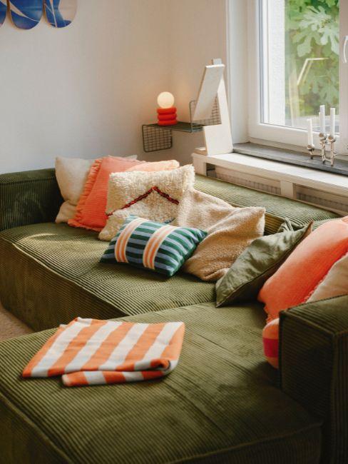 divano modulare in velluto a coste