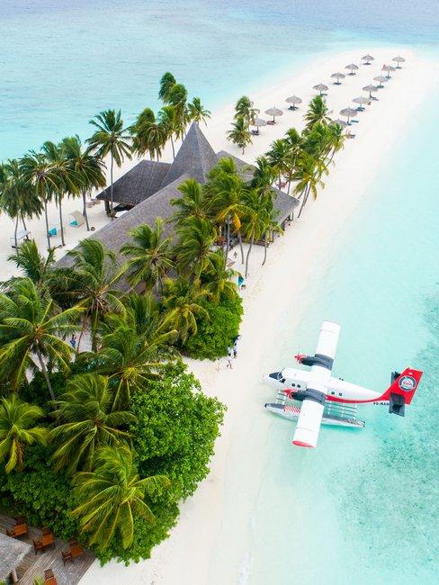 Huwelijksreis watervliegtuig Maldives watervliegtuig bounty eiland