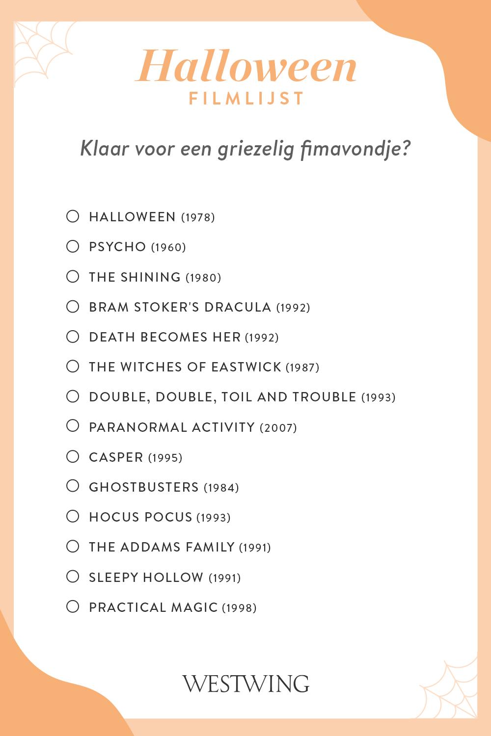 halloween filmlijst