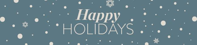 blauw met wit happy holidays logo