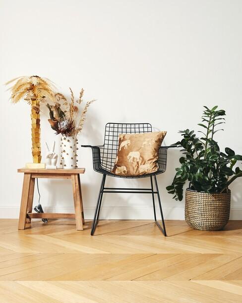 woonkamer plant in rotan pot