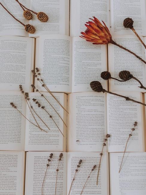 droogbloemen-maken_1 droogbloemen op verschillende bladzijdes van boeken