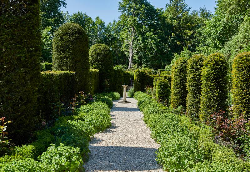 groene tuin met grind