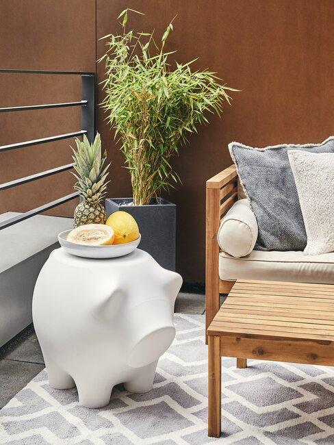 balkon met outdoorkleed en potplant