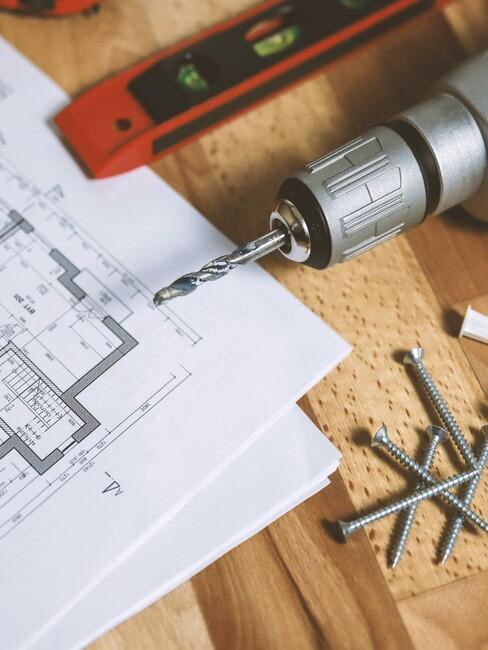 plattegrond met gereedschap