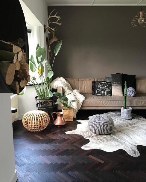 jungle kamer met kamerplanten en groene muur