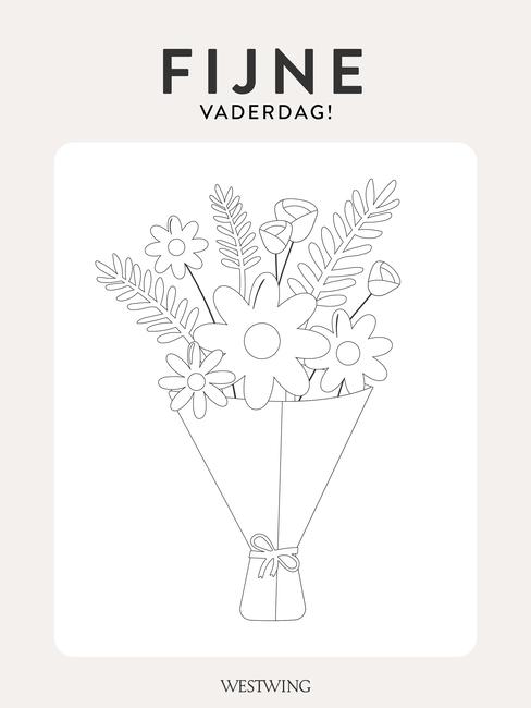 fijne vaderdag kleurplaat met bos bloemen