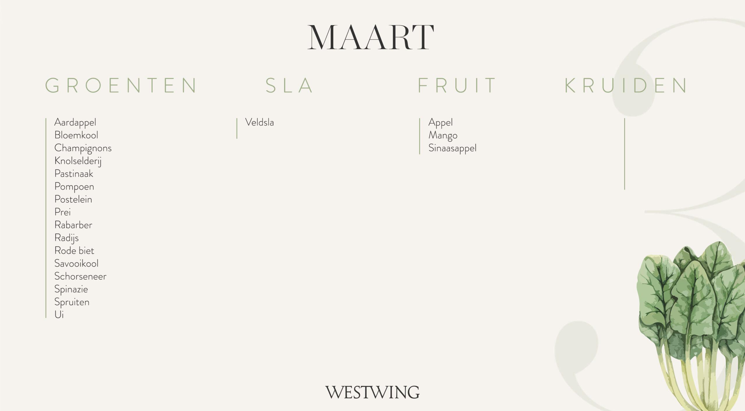 seizoenskalender maart