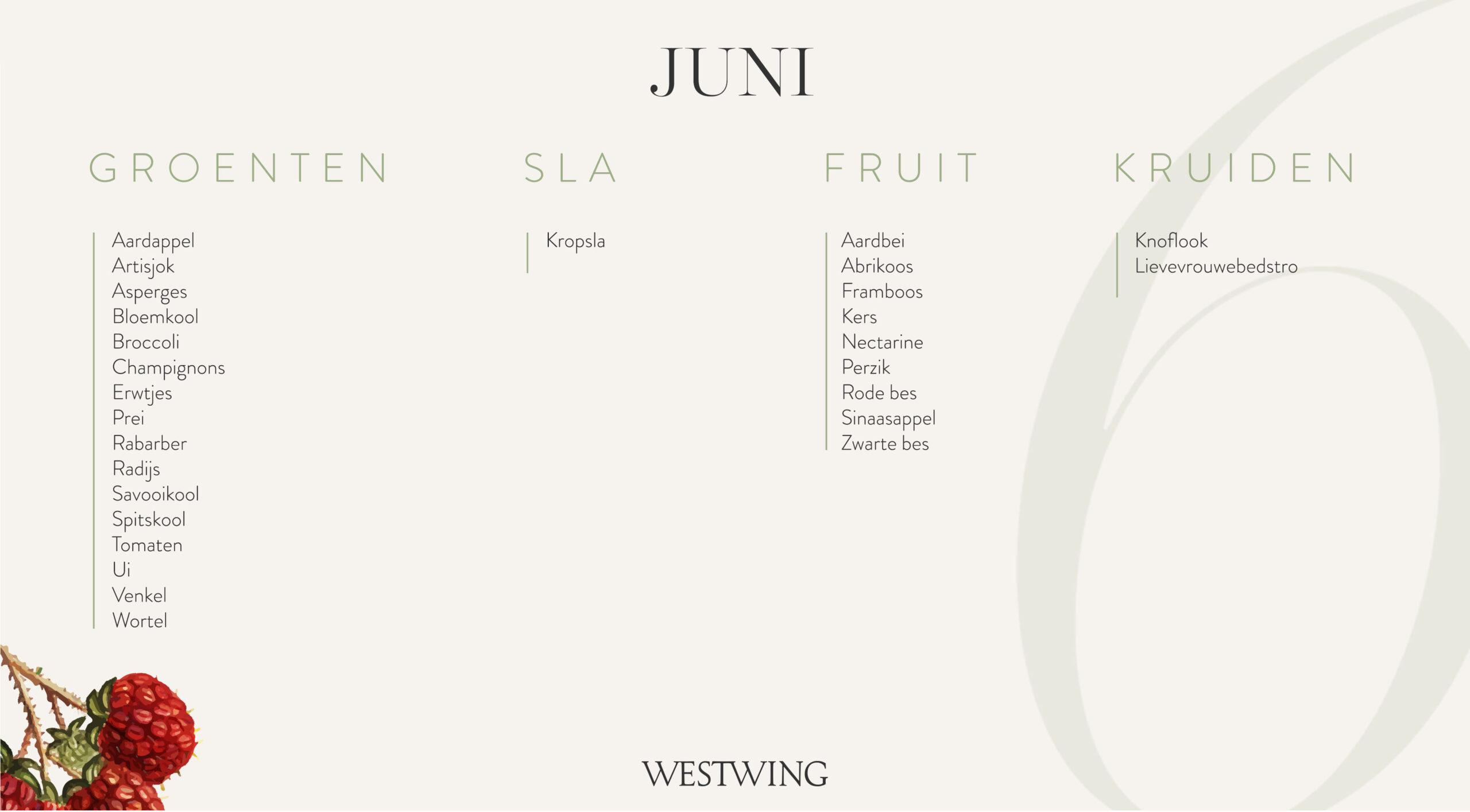 Seizoenskalender juni
