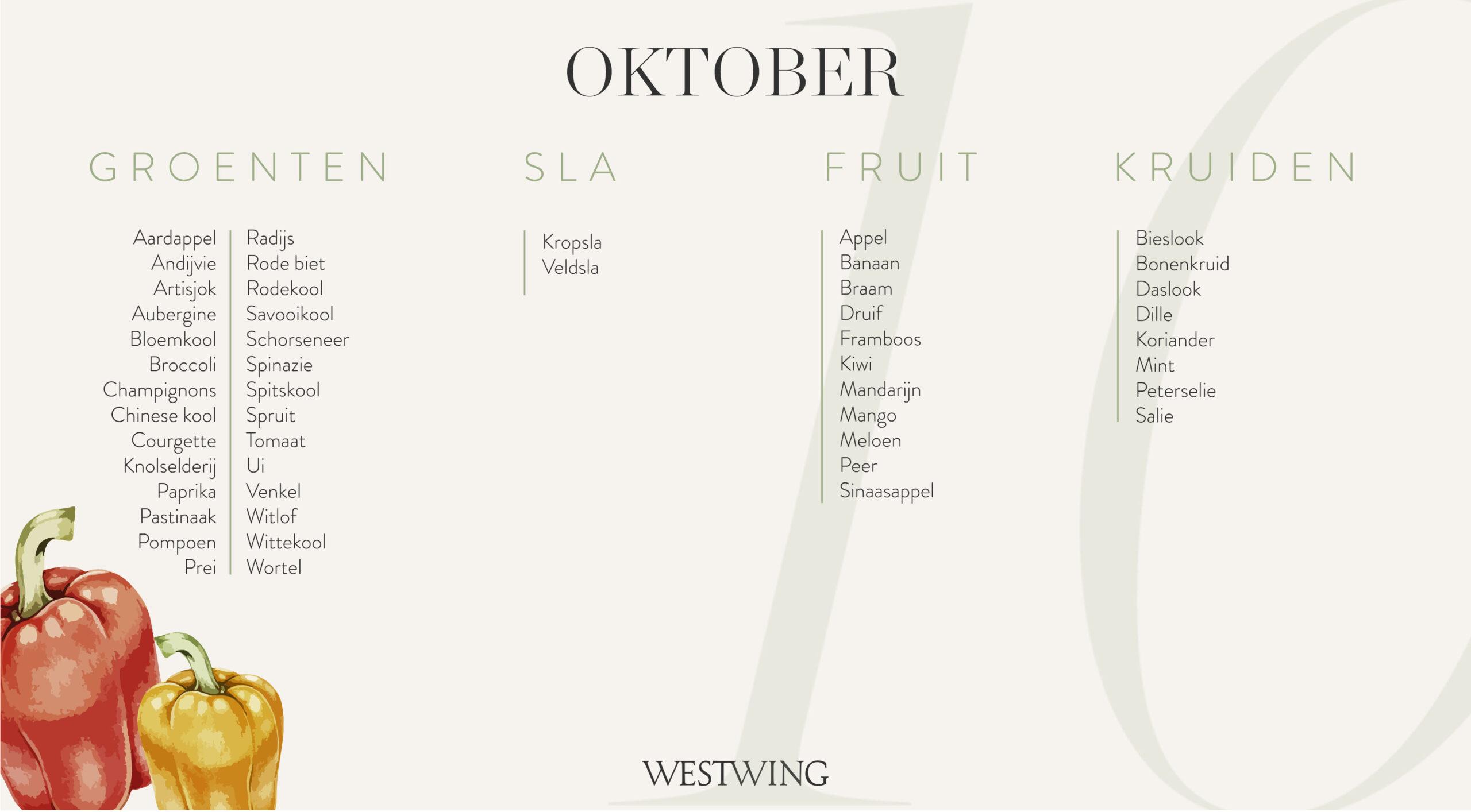 Seizoenskalender oktober