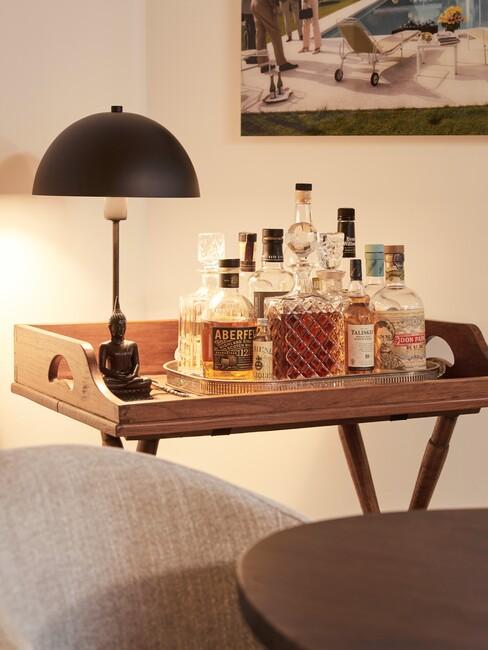 eethoek met bar cart en mushroom lamp matilda van de westwing collection