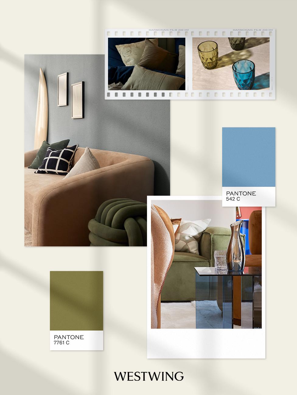 kleurenpalet kaki en blauw