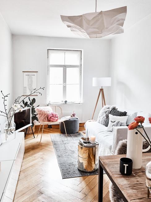 Przytulny mały salon w stylu skandynawskim