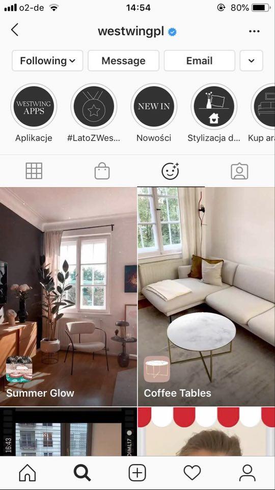 Zrzut ekranu z aplikacji Instagram
