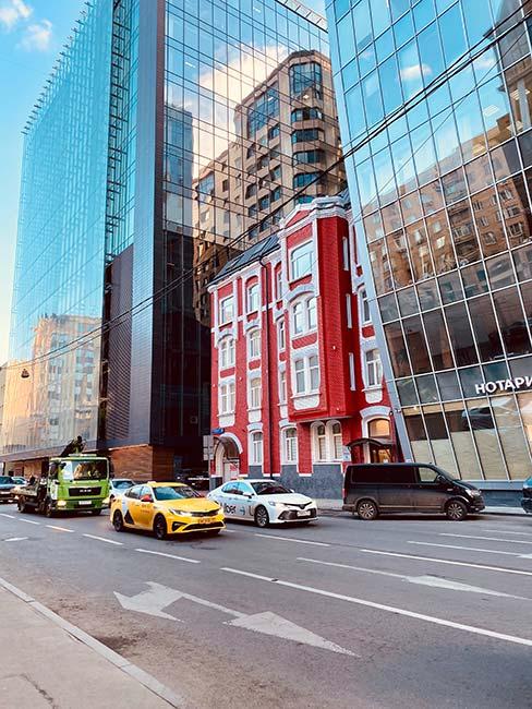 dzielnica biznesowa z drapaczami chmur w Moskwie