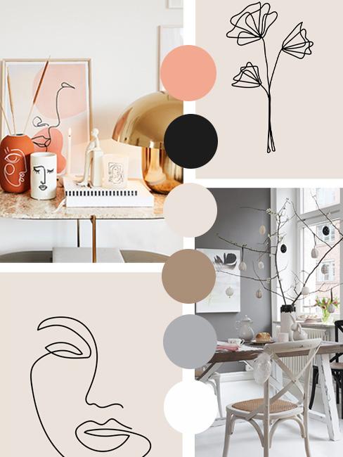 moodboard wielkanocny z obrazkami jedną kreską