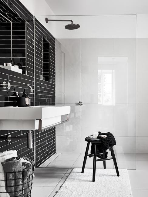Czarno-białe zdjęcie stylowej łazienki