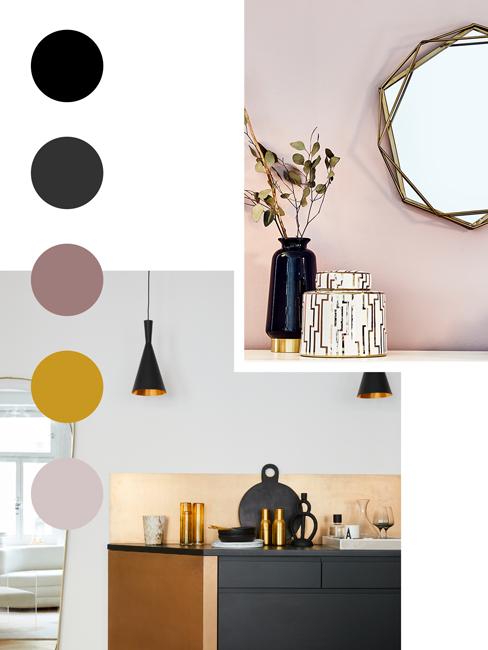 moodboard nowoczesnej kuchni z pastelowymi kolorami