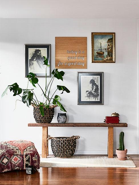 galeria obrazów nad ławką onok koszy dekoracyjnych