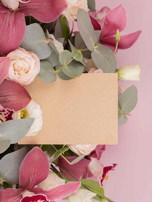 Kartka i kwiaty na dzień mamy