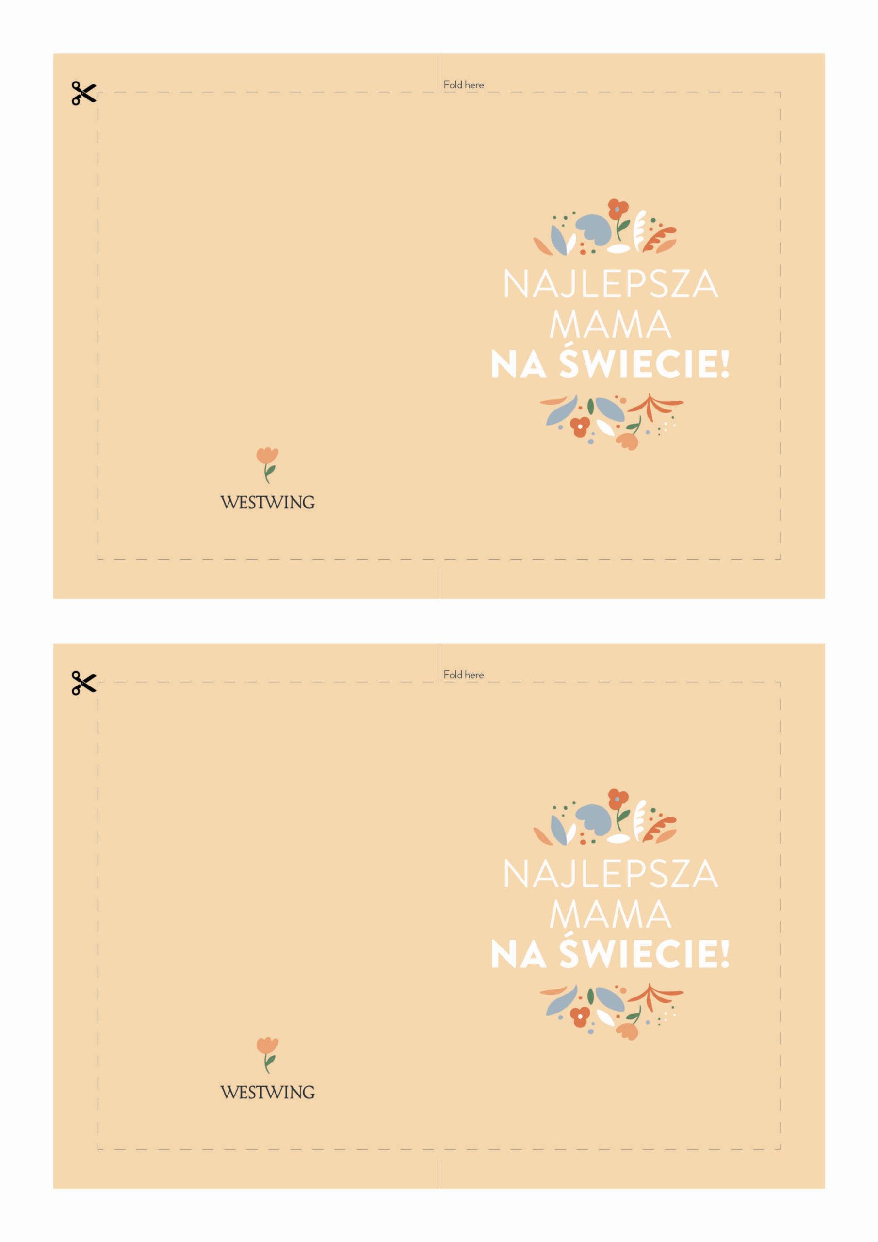 kartka na dzień mamy do wydrukowania w kolorze łososiowym