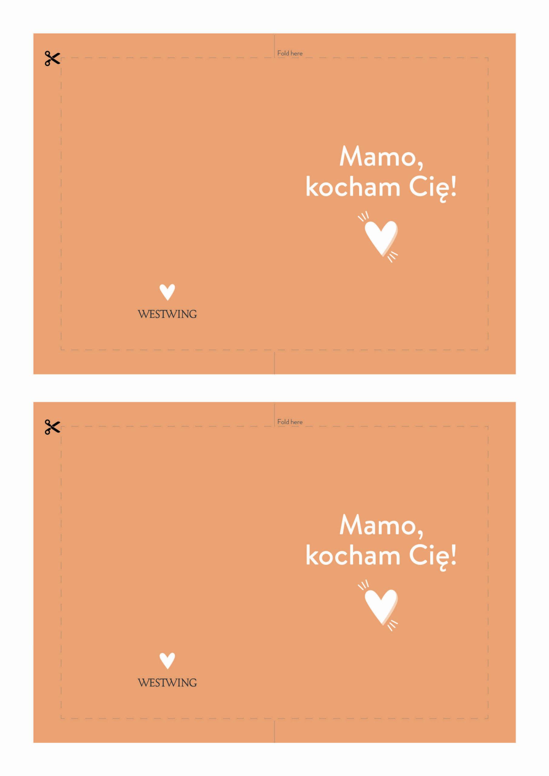 pomarańczowa kartka na dzień mamy do wydrukowania