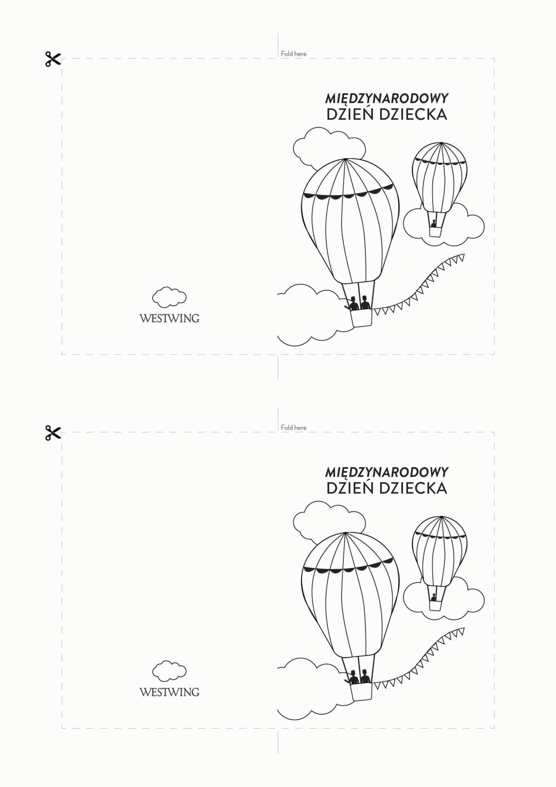 Kartka na dzień dziecka w formie kolorowanki do wydrukowania