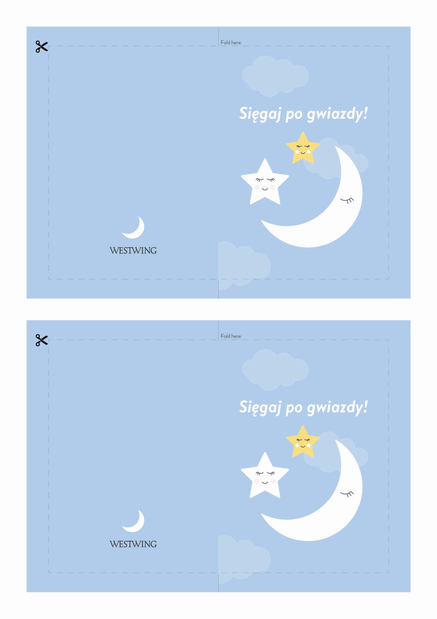 Kartka na dzień dziecka z księżycem do wydrukowania