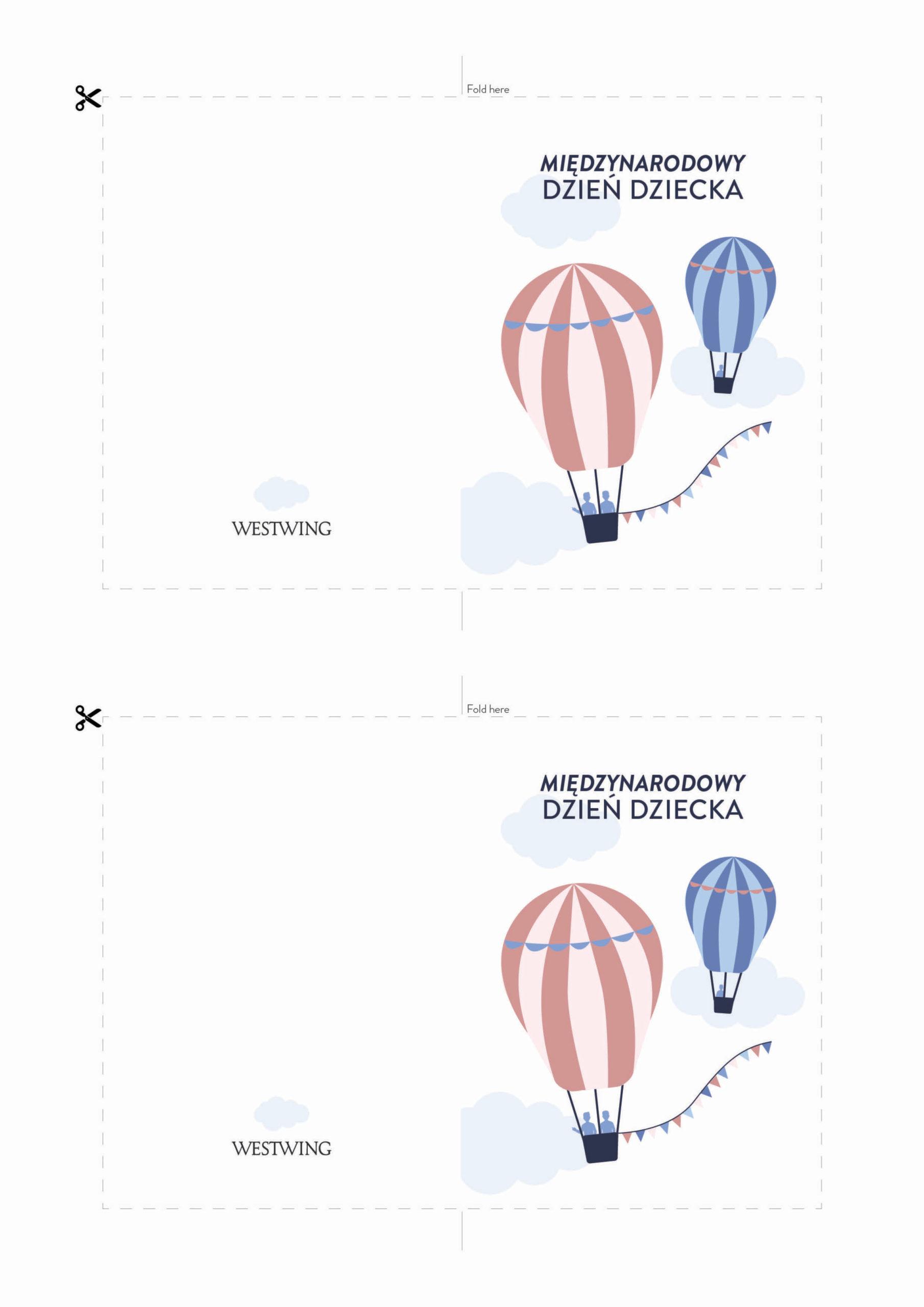 Kartka na dzień dziecka z balonami do wydrukowania
