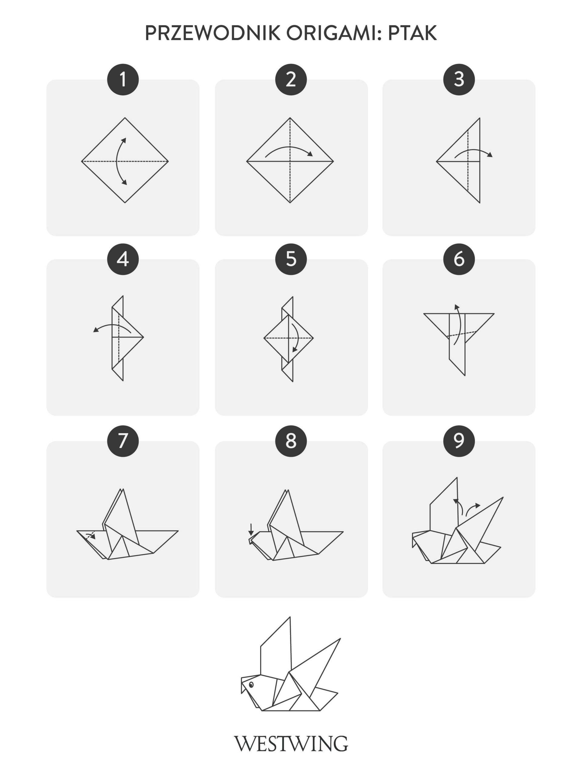 jak zrobić origami ptaka krok po kroku