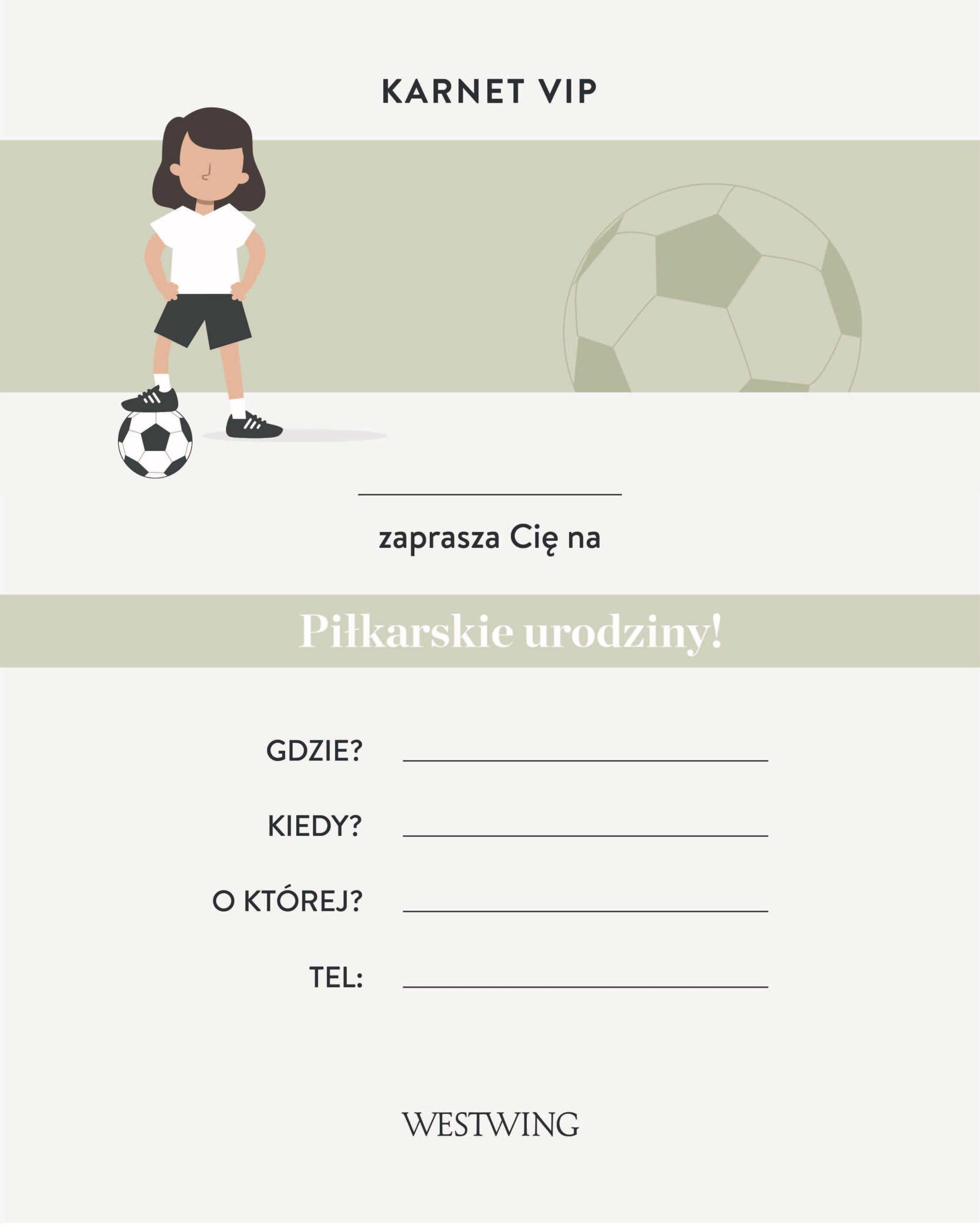 zaproszenie do wydrukowania z motywem piłkarskim na urodziny dla dzieci