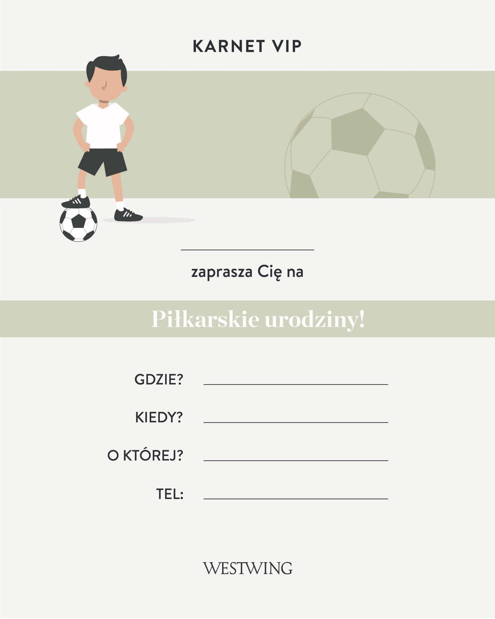 zaproszenie do wydrukowania z motywem piłkarskim na urodziny dla dzieci