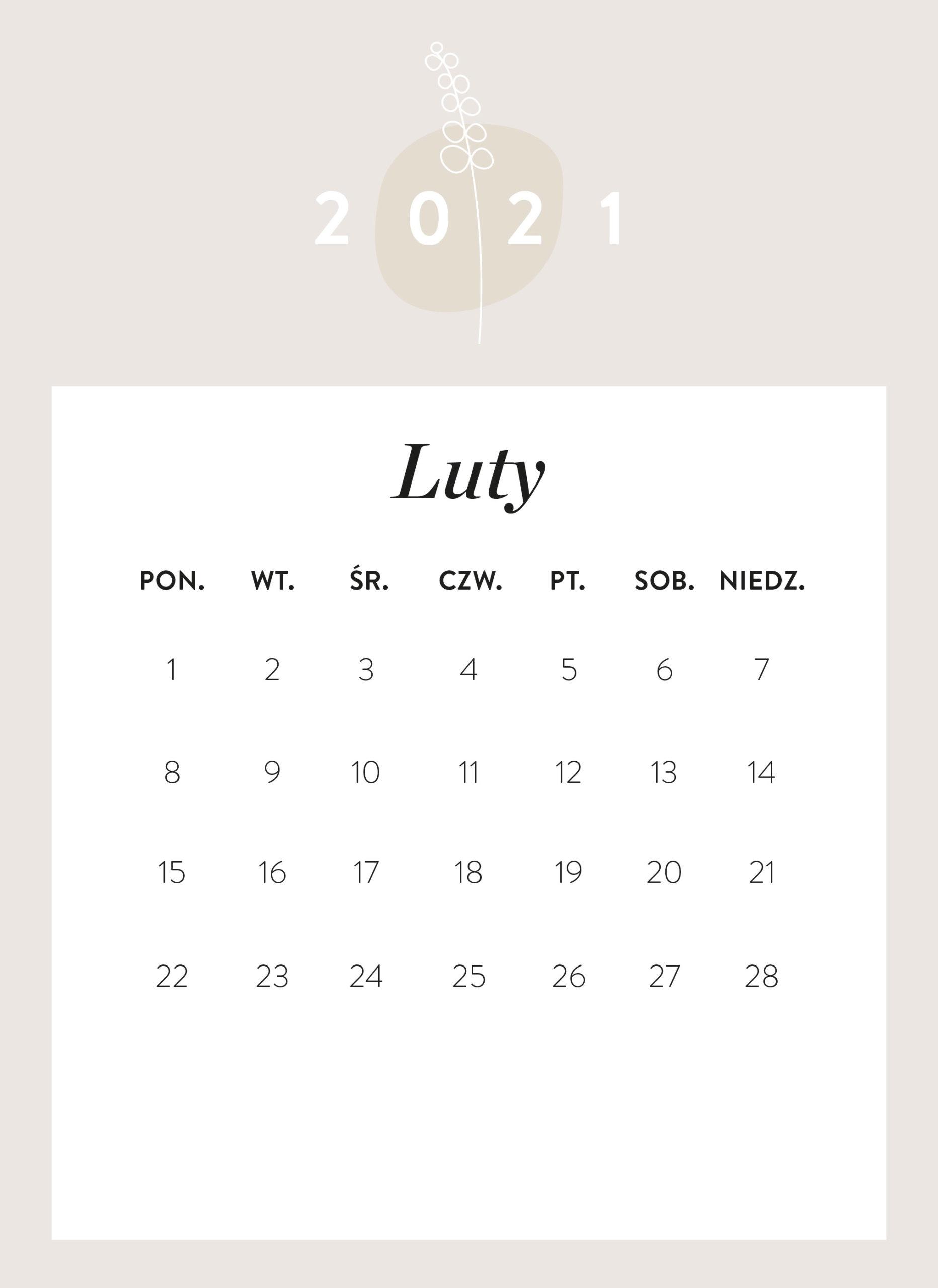 kalendarz 2021 do druku Westwing
