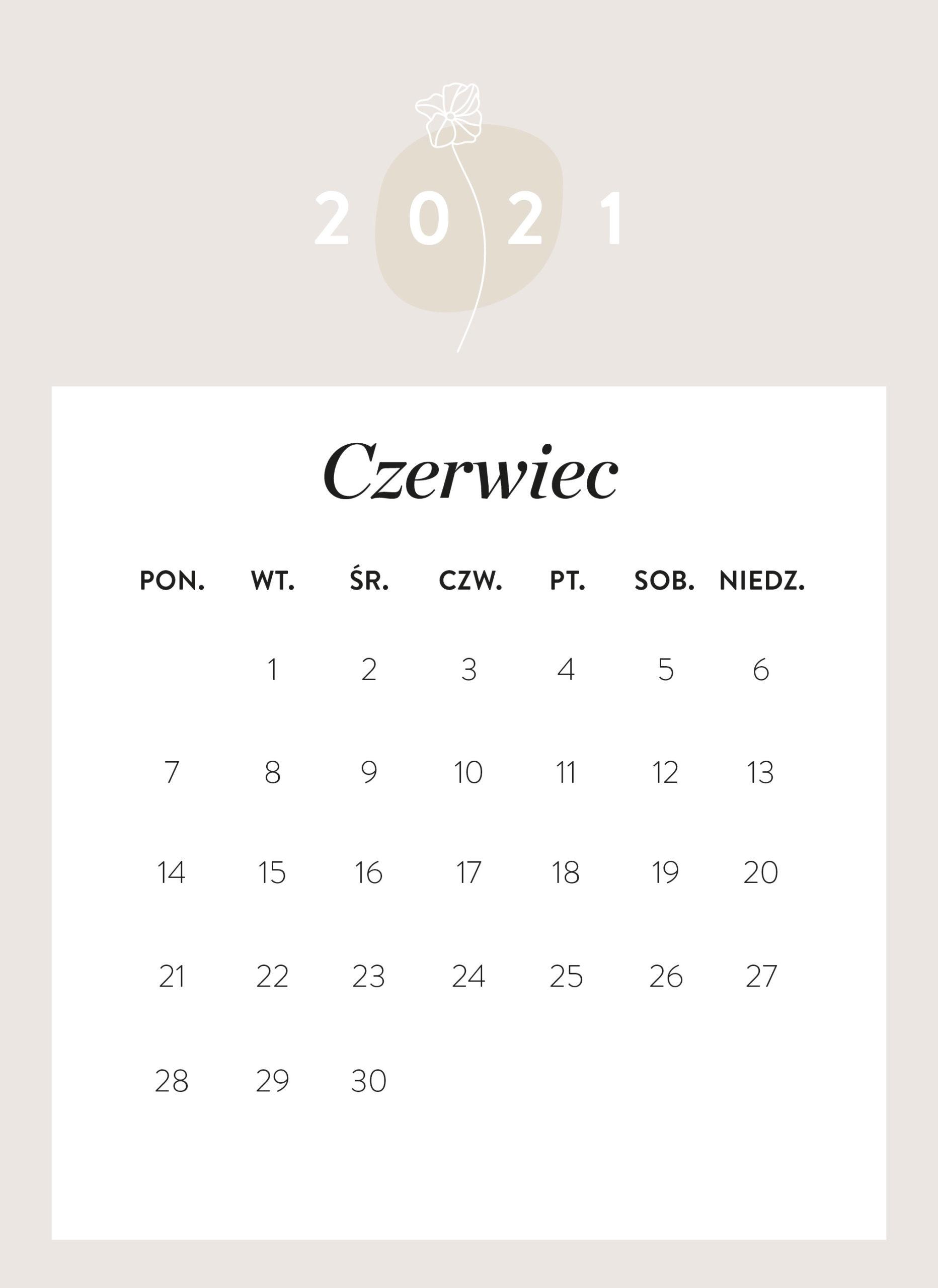 kalendarz 2021 do druku Westwing