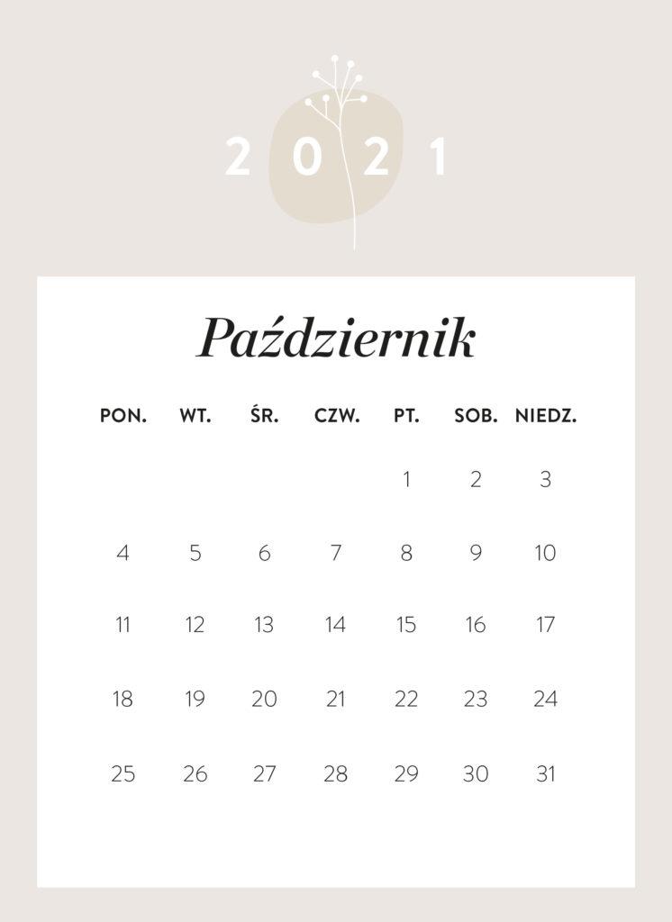 kalendarz 2021 do druku Westwing