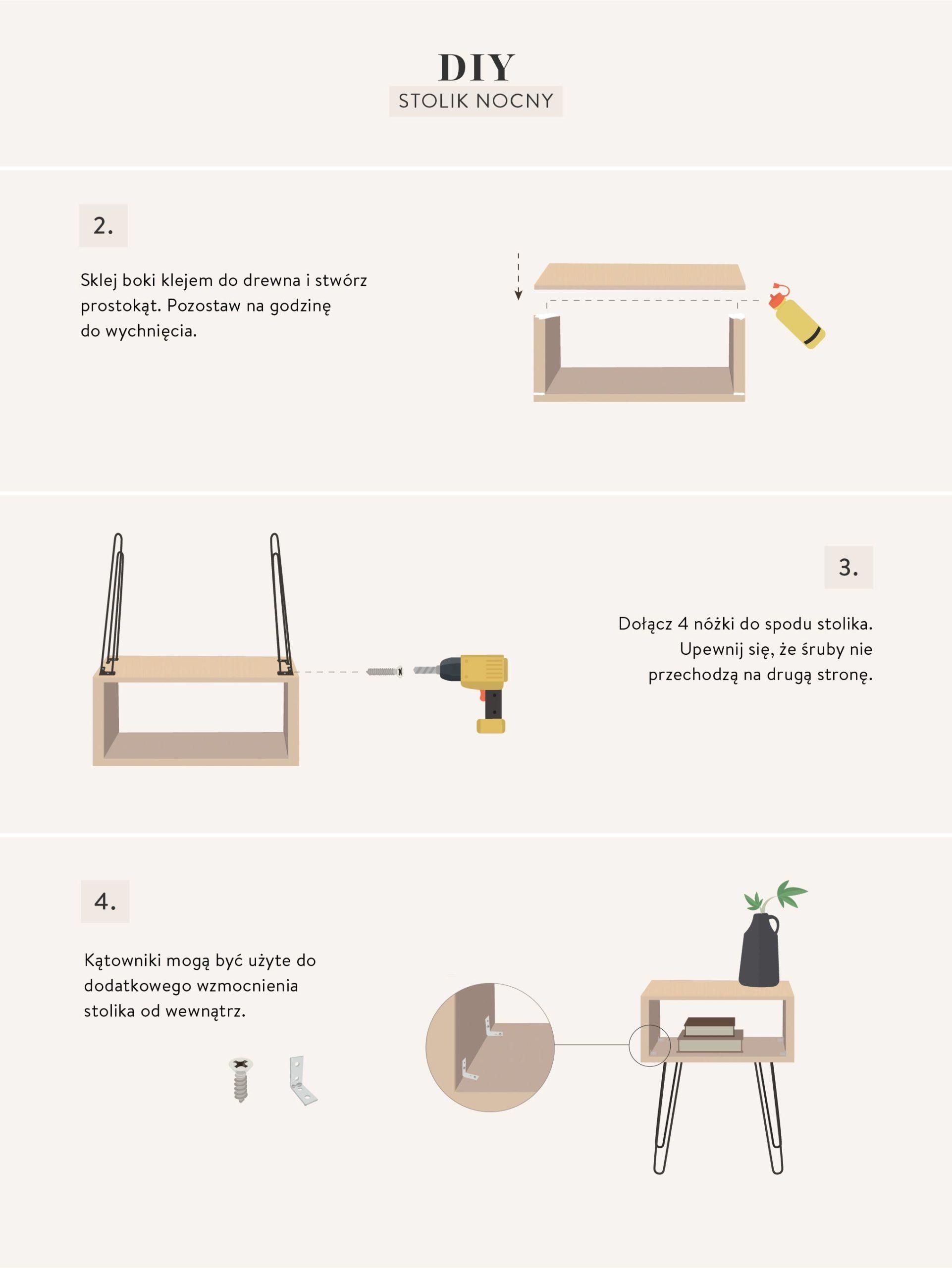 jak zrobić stolik nocny instrukcje DIY