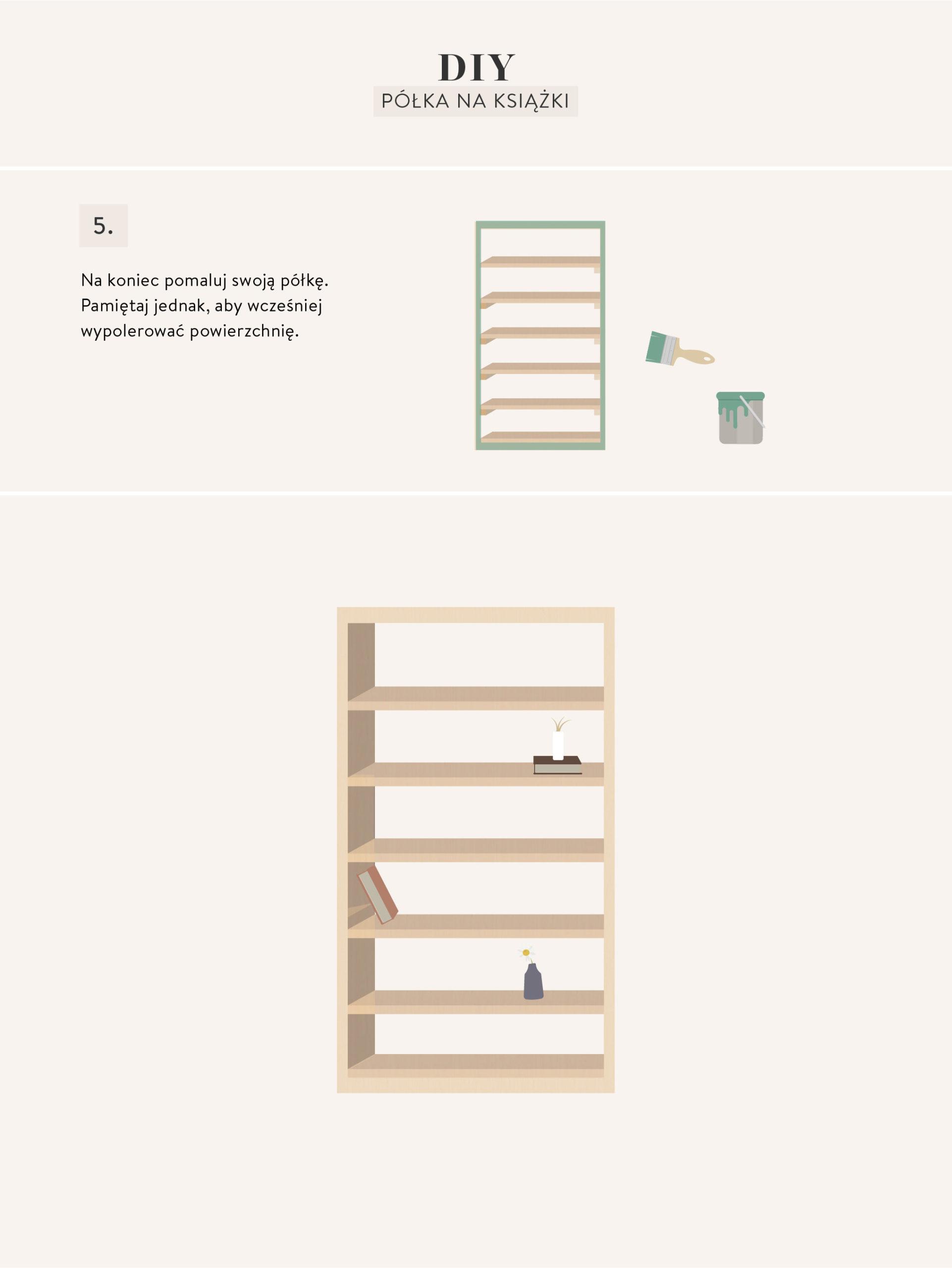 instrukcje wykonania mebli DIY regału na książki