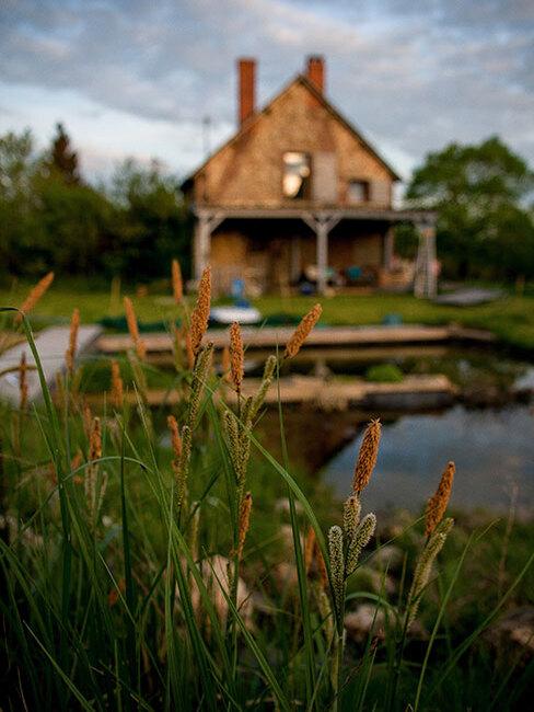 dom i ogród wiejski nad woda